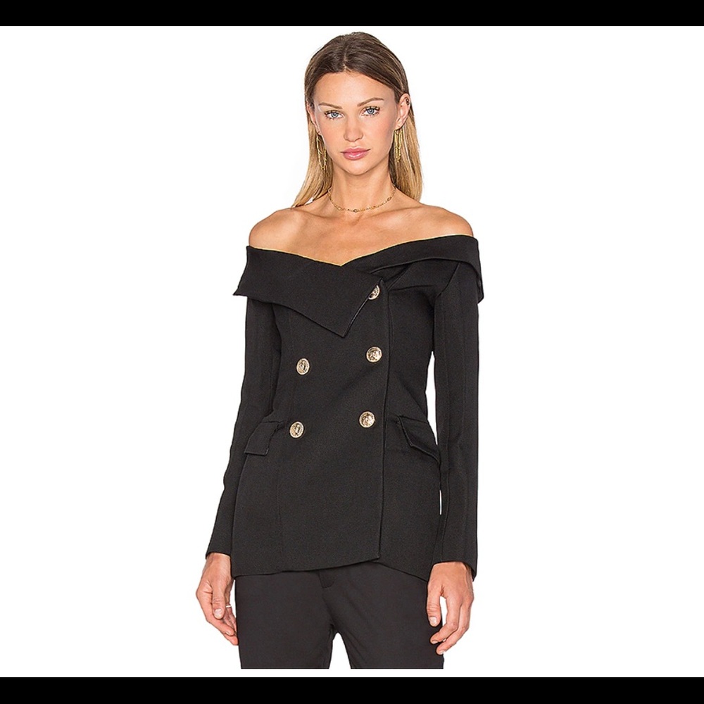 Asilio-off the shoulder blazer jacket with tear